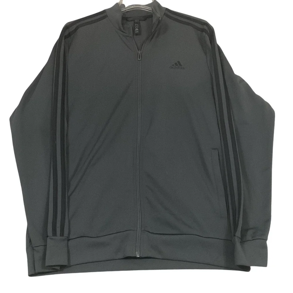 Adidas Mens Essentials Warm-Up Track‎ Jacket Carbon Grey Black H46103 Size L
